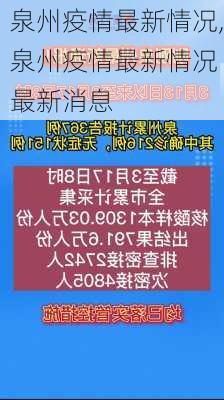 泉州疫情最新情况,泉州疫情最新情况 最新消息-第1张图片-呼呼旅行网