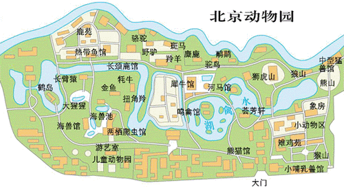 北京动物园地图,北京动物园手绘地图-第1张图片-呼呼旅行网