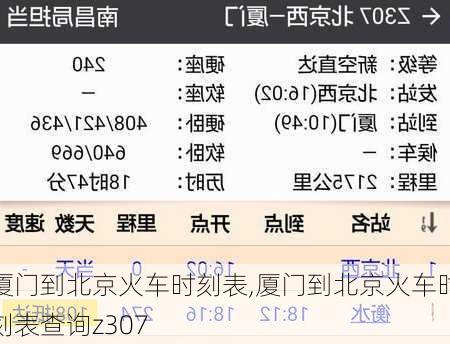 厦门到北京火车时刻表,厦门到北京火车时刻表查询z307-第1张图片-呼呼旅行网