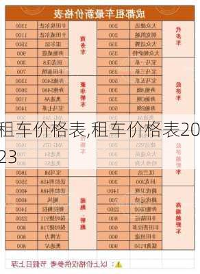 租车价格表,租车价格表2023