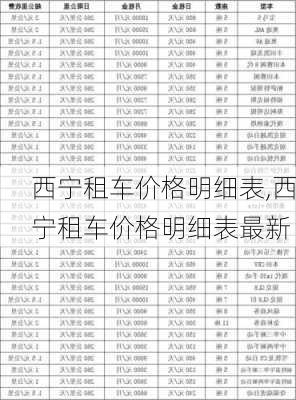 西宁租车价格明细表,西宁租车价格明细表最新-第3张图片-呼呼旅行网