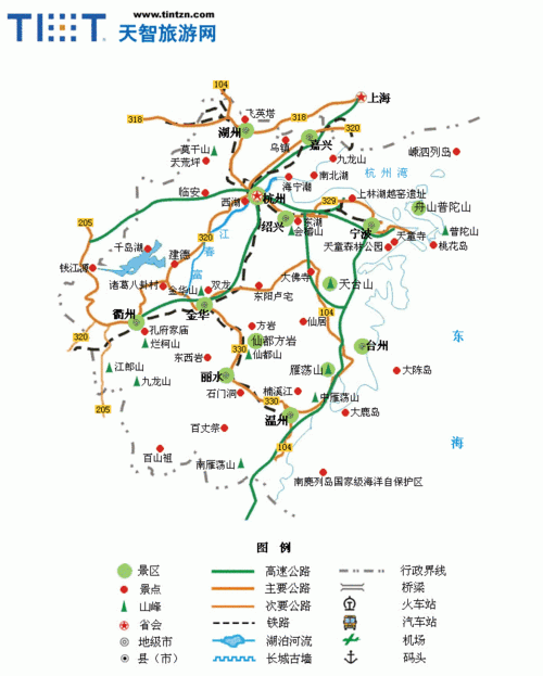 浙江旅游景点分布图,浙江旅游景点分布图高清-第3张图片-呼呼旅行网