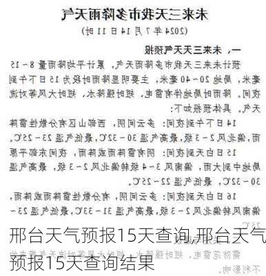 邢台天气预报15天查询,邢台天气预报15天查询结果-第2张图片-呼呼旅行网