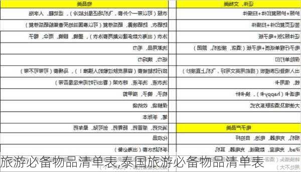 旅游必备物品清单表,泰国旅游必备物品清单表-第3张图片-呼呼旅行网