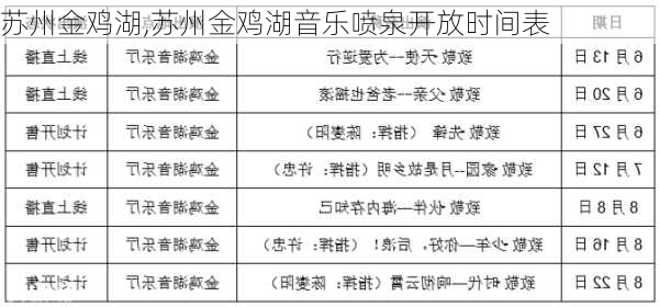 苏州金鸡湖,苏州金鸡湖音乐喷泉开放时间表