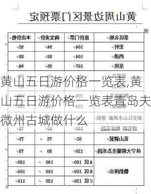 黄山五日游价格一览表,黄山五日游价格一览表青岛夫微州古城做什么-第2张图片-呼呼旅行网