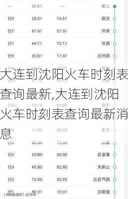 大连到沈阳火车时刻表查询最新,大连到沈阳火车时刻表查询最新消息-第1张图片-呼呼旅行网